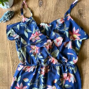 Floral Blue Romper Dress